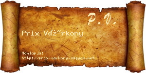 Prix Várkony névjegykártya